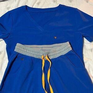 Poppy royal blue Scrub Top and Pants Set